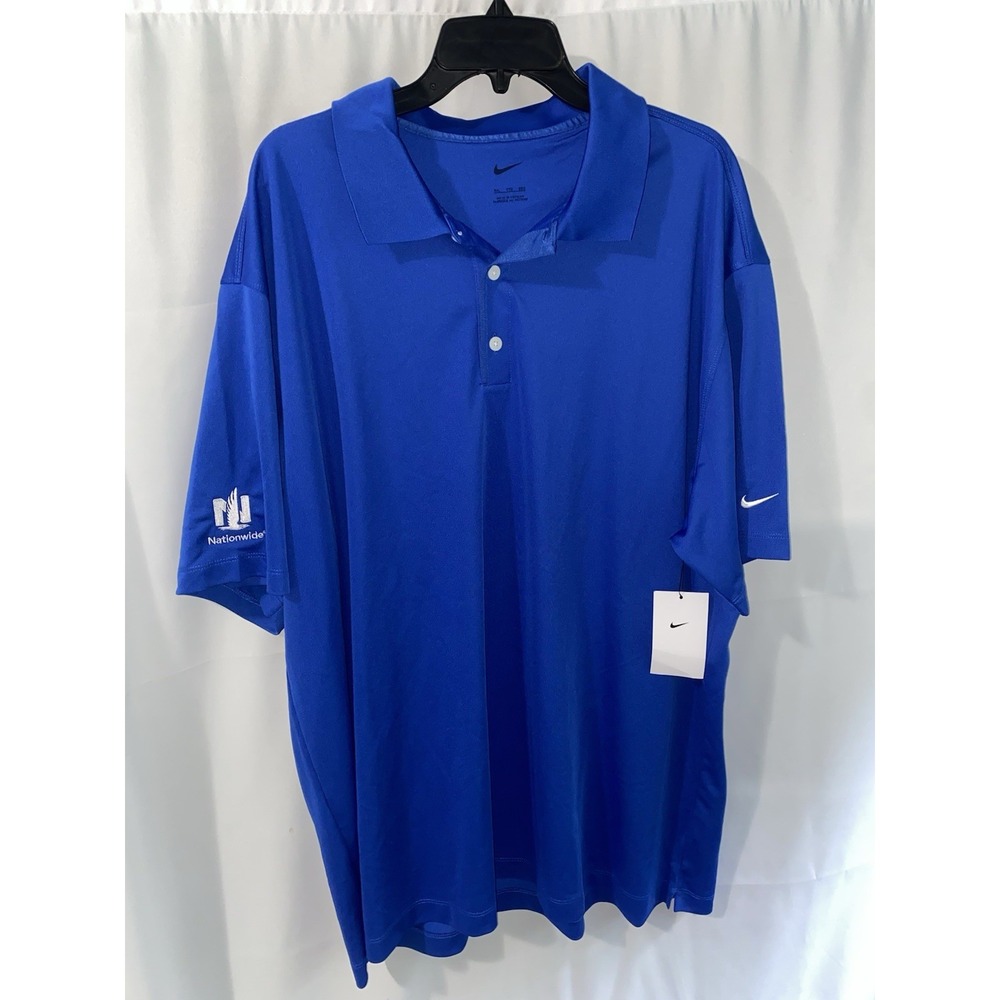 Nike Mens Tech Basic Dri FIT Golf Polo Short Sleeve XXL Blue Nationwide Logo NWT